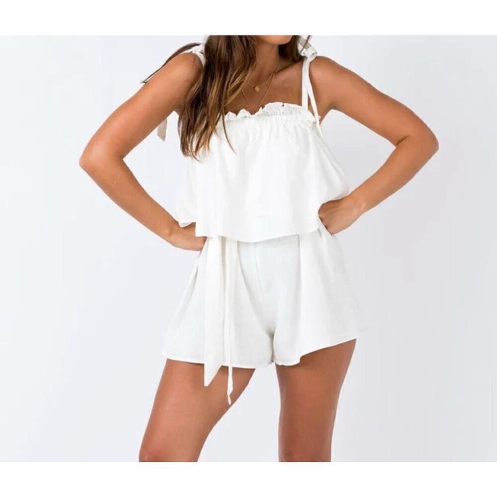 Princess Polly ivory cream Wexler playsuit shortall romper 4 nwt